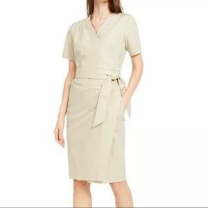 Weekend Max Mara Beige Faux Wrap Dress 100% Women’s Cotton Size 4